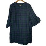 Loft  green‎ black plaid ruffle sleeve dress small Photo 1