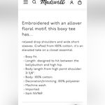 Madewell Embroidered Wide Sleeve Boxy Tee Shirt Crop White XXS NWT Photo 2