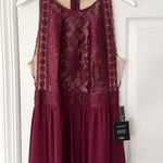 Lulus Lulu’s Burgundy Nude Lace Forever and Always Maxi Dress Formal Gown Large NWT Photo 2