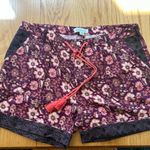 Sundance  Kalini Floral Drawstring Burgundy Shorts Womens Size PL Petite Large Photo 1