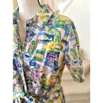 Studio Park Tropical Hawaiian Postcard Print Shirt Dress White Size M Photo 2