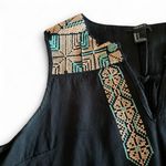 Forever 21  Black Native Embroidered Pattern Wide Strap Tank Top Size Small Photo 2