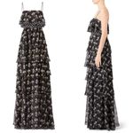 Jill Stuart Jill Black Floral Printed Kiera Ruffle Gown Suze 8 Photo 3