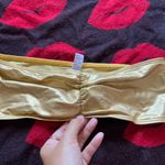 American Apparel NWT  gold shiny ruched tube bandeau bra M Photo 4