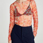 ZARA sheer floral mesh organza blouse size medium Photo 0