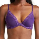 Natori  Bra Feathers Plunge Purple Lace Balconette NWOT 34DD Photo 0