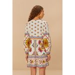 Farm Rio NWT  Off-White Marys Tiles Linen Mini Dress Medium Tropical Resort Beach Photo 1