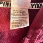 PINK - Victoria's Secret  Burgundy Floral Logo Zip Up Hoodie Sweatshirt Size S Photo 7