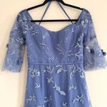 Marchesa Notte Dusty Blue Floral Bridesmaid Gown Tulle Off Shoulder Size 2 Photo 6