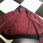 Anthropologie Anthro Korirl Satin Lightweight Bomber Jacket Burgundy Bird Patch Photo 6
