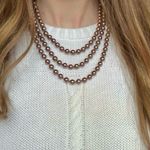 RMN Golden Chocolate Brown Pearl Necklace Vintage “Goldie” Long Elegant Chunky Jewelry Photo 8