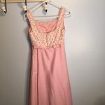 Vintage 60s early 70s Union Made Pink Lace Formal Prom Dress size XS Photo 11