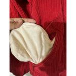 EUC VTG Korean Jacket Womens Red‎ Corduroy Button Up Collared Long Sleeves Photo 4