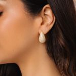 Jewels by Sunaina Narnia Stud Earrings Teardrop 14k Gold Plated CZ Micro Pave Photo 6