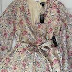 EXPRESS  Floral Wrap Jumpsuit - Pink and Cream Photo 6