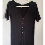Reformation  Jeans Black Camille Ribbed Knit M Tencel Modal Jumpsuit Romper Comfy Photo 1