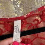 Free People  Cherry Red Boho Lace Nomad Child Mini Peasant Dress Medium Photo 3