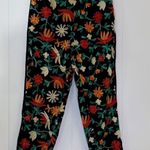 ZARA  Velvet Floral Embroidered Cropped Pant S Photo 1