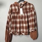 NEW MISS ME
Orange Multi Plaid Thermal Hoodie Balloon Sleeve Size Small Photo 0