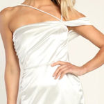 Lulus Womens Celebration Of Love White Satin One Shoulder Bodycon Mini Dress XL Photo 0