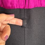 INC Magenta Stretch Silk Ruffle Black Ponte Knit Sheath Dress Party US 14 Purple Photo 11