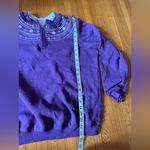 Blair Vintage 1980s Purple Floral Quarter Zip Sweatshirt, Size Medium Photo 2