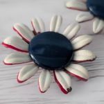 Vintage Clip On Earrings Off White, Red, Blue Flower Large Photo 4