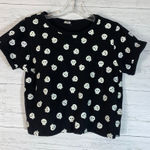 Luna La   Black Glow in the Dark Skull Cropped Tee size M womens Photo 0