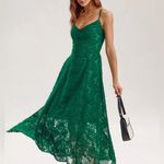 Rihoas Green Floral Shirred Slip Midi Dress Size XS Photo 3