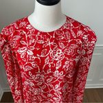 Vintage 80s St Gillian 100% Silk Red White Shift Dress Pouf Sleeve 10 M Photo 3