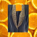 Vintage Dana Kay Black Long Dress with High Slits Tiger Print Neckline Size‎ 8 Photo 3