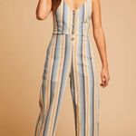 Knot Sisters  Cotton/Linen Lana Jumpsuit in Natural Blue Striped Size Medium Photo 11