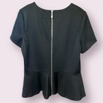 WD•NY WD.NY Short Sleeve Peplum Blouse with Back Exposed Zipper in Black - size XL Photo 1