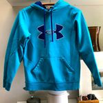 Under Armour  Teal Turquoise Blue Hooded Logo Sweatshirt Size Small Photo 0