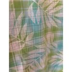 Erika  Womens Short Sleeve Button Up Shirt Green Blue Plaid Leaf Print Size XL Photo 4