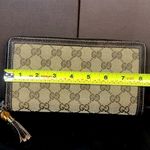 Gucci Bamboo Zipper Pull GG Web Canvas and Leather Continental Wallet and Clutch Photo 9
