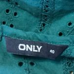 Only Green Yellow Floral Embroidered Button Down Peplum Blouse Top Size 10 Photo 3