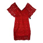 Lulus  women's size medium red lace dress first kiss v neck date wedding guest m Photo 1