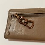 B. Makowsky leather wallet, taupe with rose gold chain accent 8”x4” Tan Photo 3