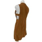She & Sky Brown Faux Suede Sleeveless Cut-out Mock Neck Back Zip Mini Dress Sz M Photo 3