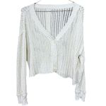 American Eagle  Boxy Cropped Oversized Open Knit Button V Neck Cardigan Sweater Photo 2