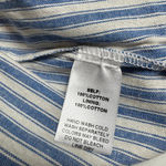 NWOT Women's Pleated Front Wide Leg Pants L Blue White Stripe 100% Cotton Size L Photo 3