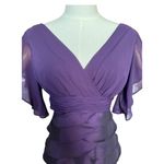 Adrianna Papell  Silk Plum Flutter Sleeve Tired knee length Dress size 2 Photo 6