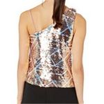Free People Disco Fever Sequin One Shoulder Top Rose Gold Small S FP Photo 4