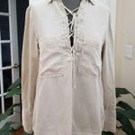 Free People Neutral Under Your Spell Tencel Tunic Blouse Size XS Western Country Photo 0