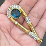Vintage Regency Accessories Blue Sapphire Rhinestones Brooch Photo 7
