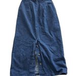 90s Y2K Denim Maxi Skirt Size 6 w/ Pockets And Pleats Blue Photo 4