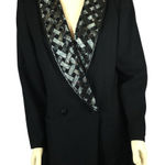Vintage John Meyer of Norwich black wool blazer with beaded shawl collar large Size 16 Photo 0