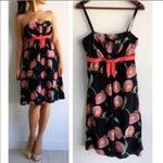 Anthropologie  Anna Sui Strapless 100% Silk Poppies Floral Empire Dress Size 2 Photo 1