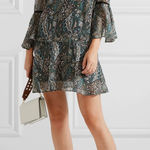 Veronica Beard Denver Silk Chiffon Printed Mini Dress Size 4 Green Paisley Photo 0